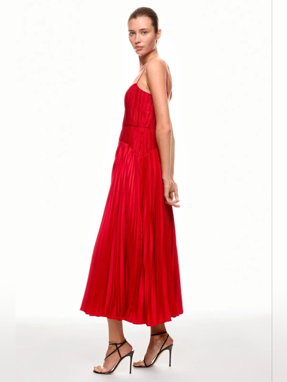 AMUR CHERRY DROP WAIST MIDI DRESS MSRP $598